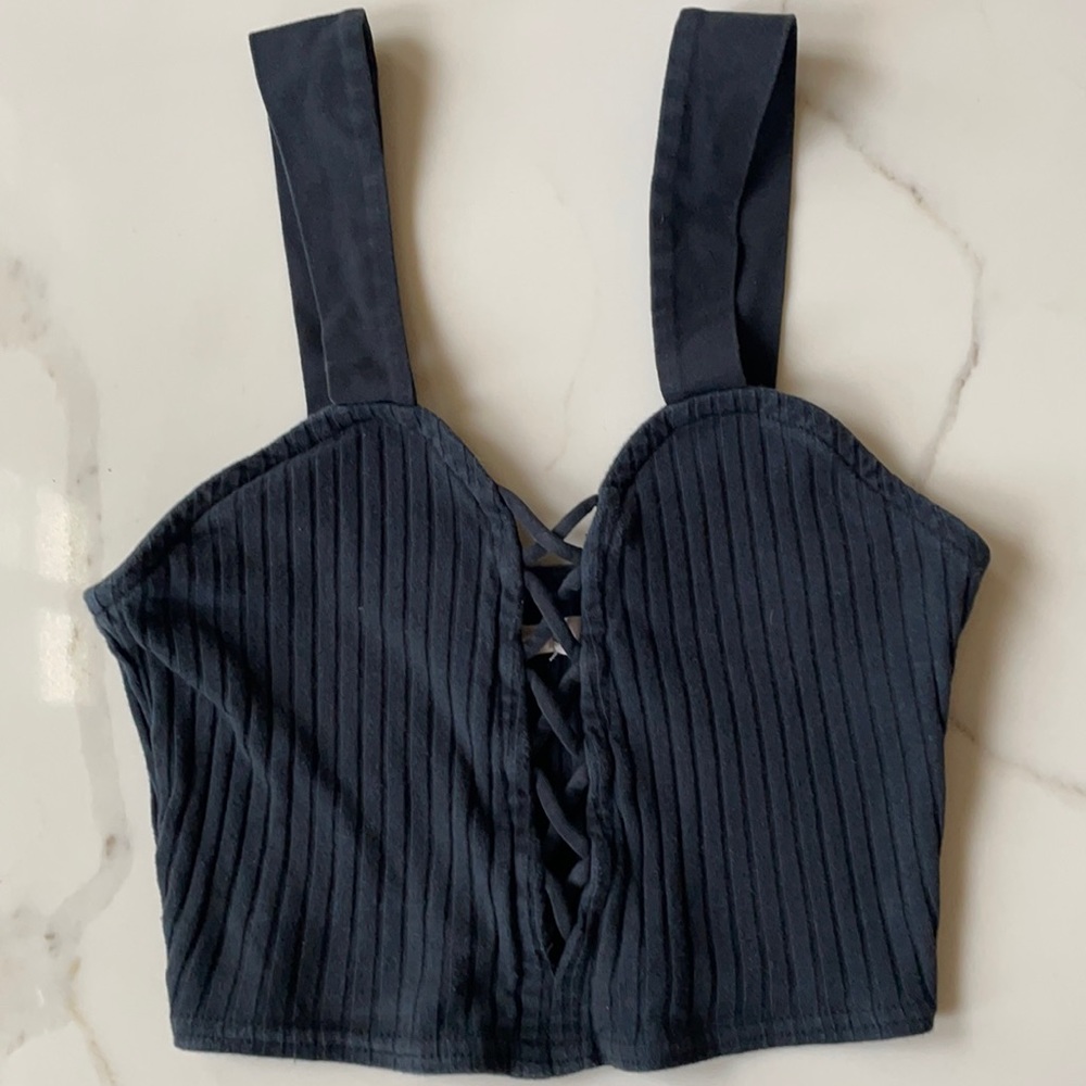 Urban Outfitters Ribbed Lace-up Crop Top